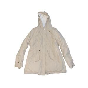 G.H. Bass Jacket Khaki Hooded Zip up Drawstring Jacket Large Gorpcore Winter